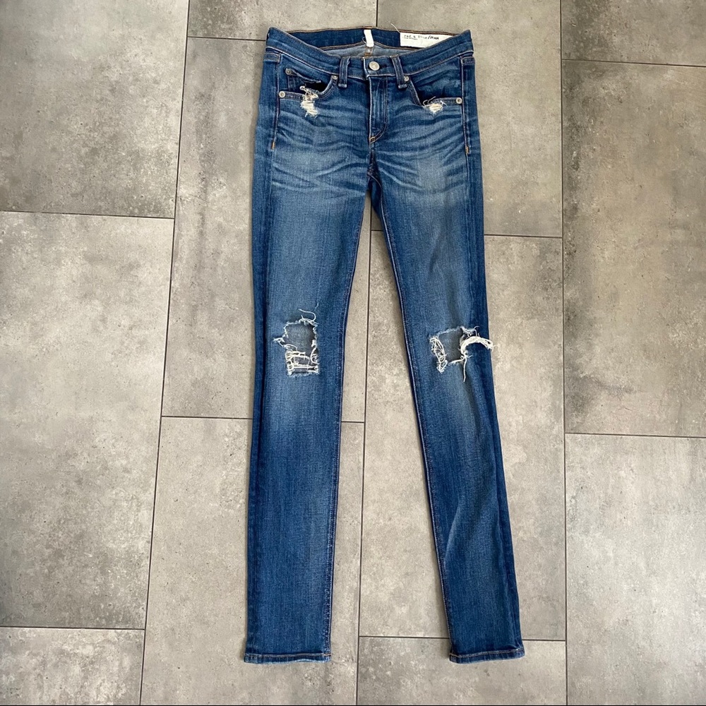 Rag & bone intermix blue skinny jeans distressed